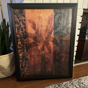 Like new! Large wall art framed poster. Features fleur de lis and foliage.